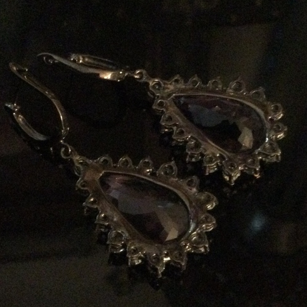 Exceptional Genuine  AAA+ Royal Purple Amethyst & Aquamarine Earrings - Picture 6 of 12
